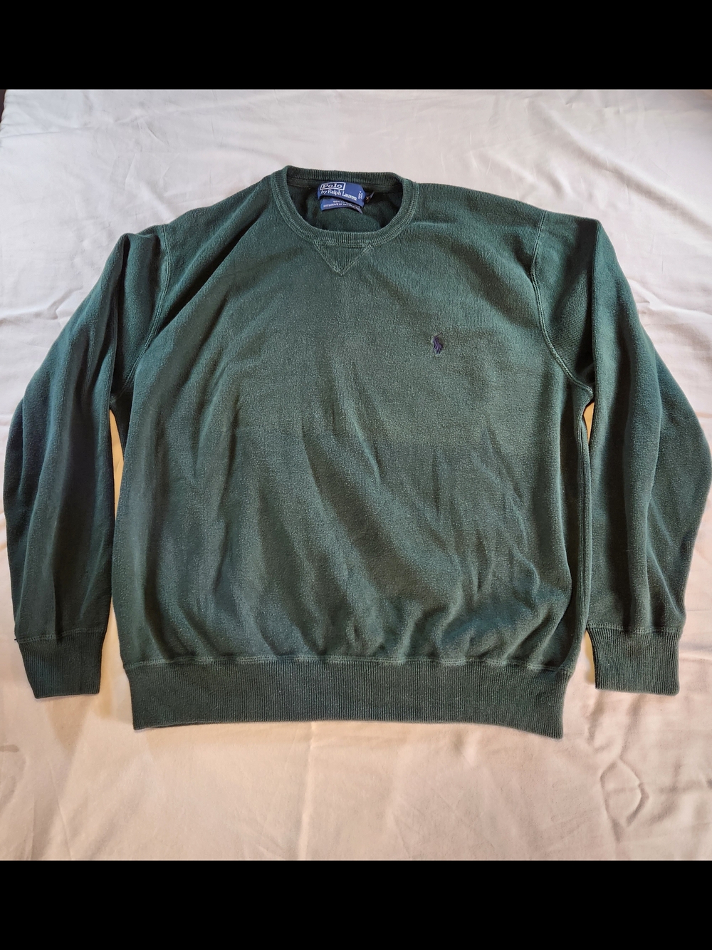 Polo by Ralph Lauren Mens Green Crewneck Cotton Pullover Sweater Polo Pony Logo